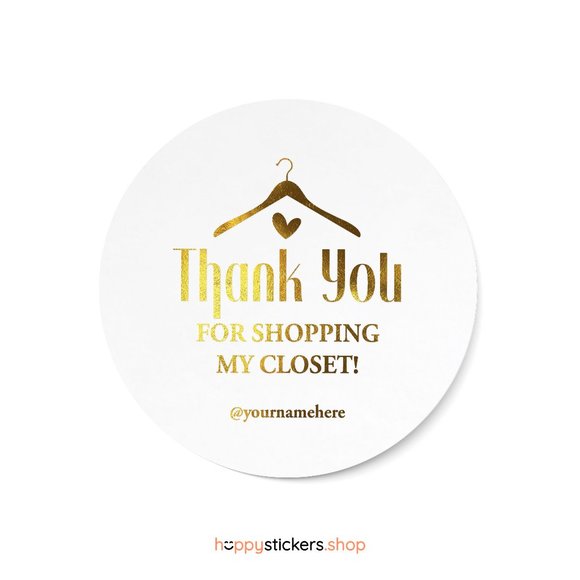 Thank You For Shopping My Closet Stickers with Name or Custom Text - Picture 3 of 17